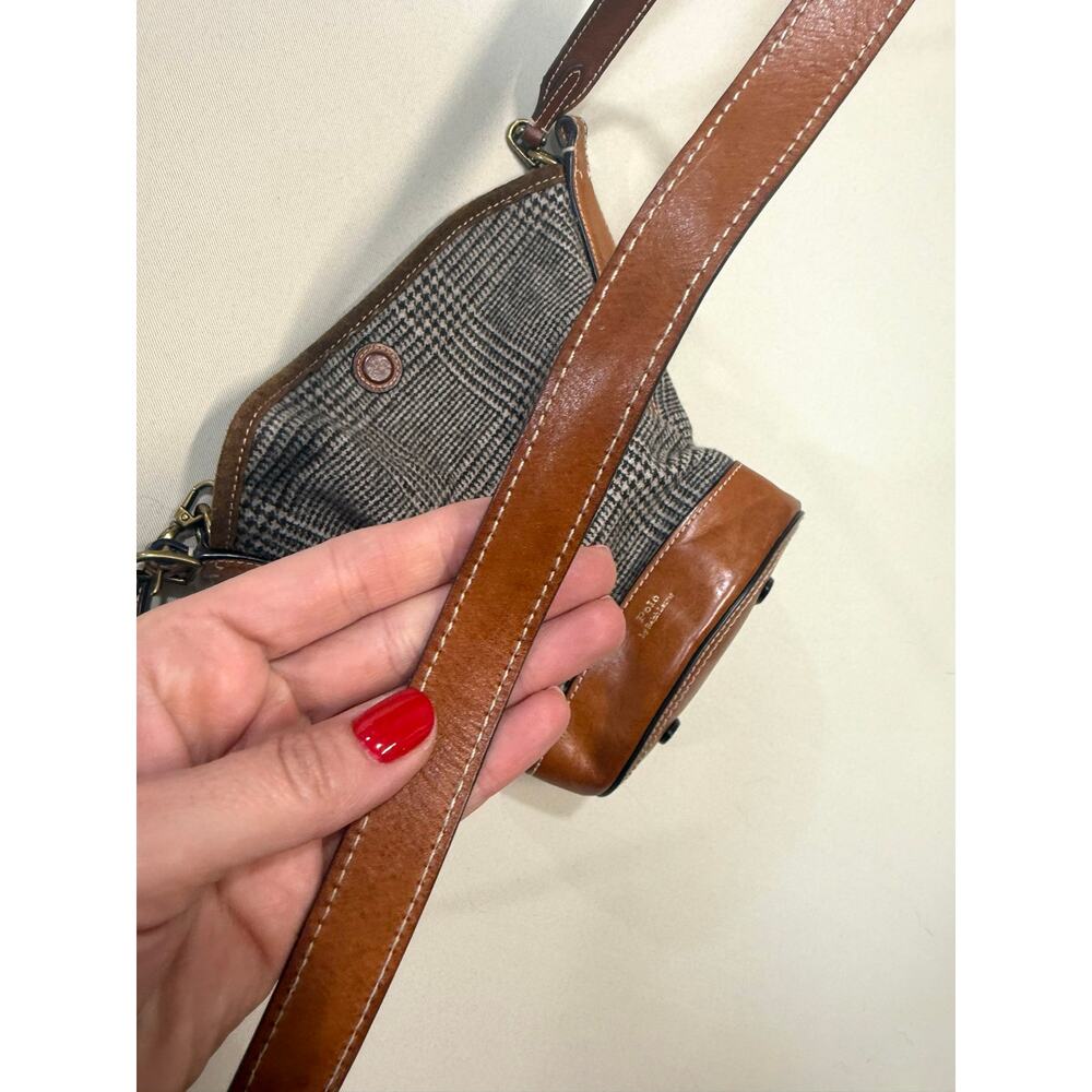 Polo Ralph Lauren Accessories Wool Glen Plaid & Suede Bucket Bag - Picture 5 of 8